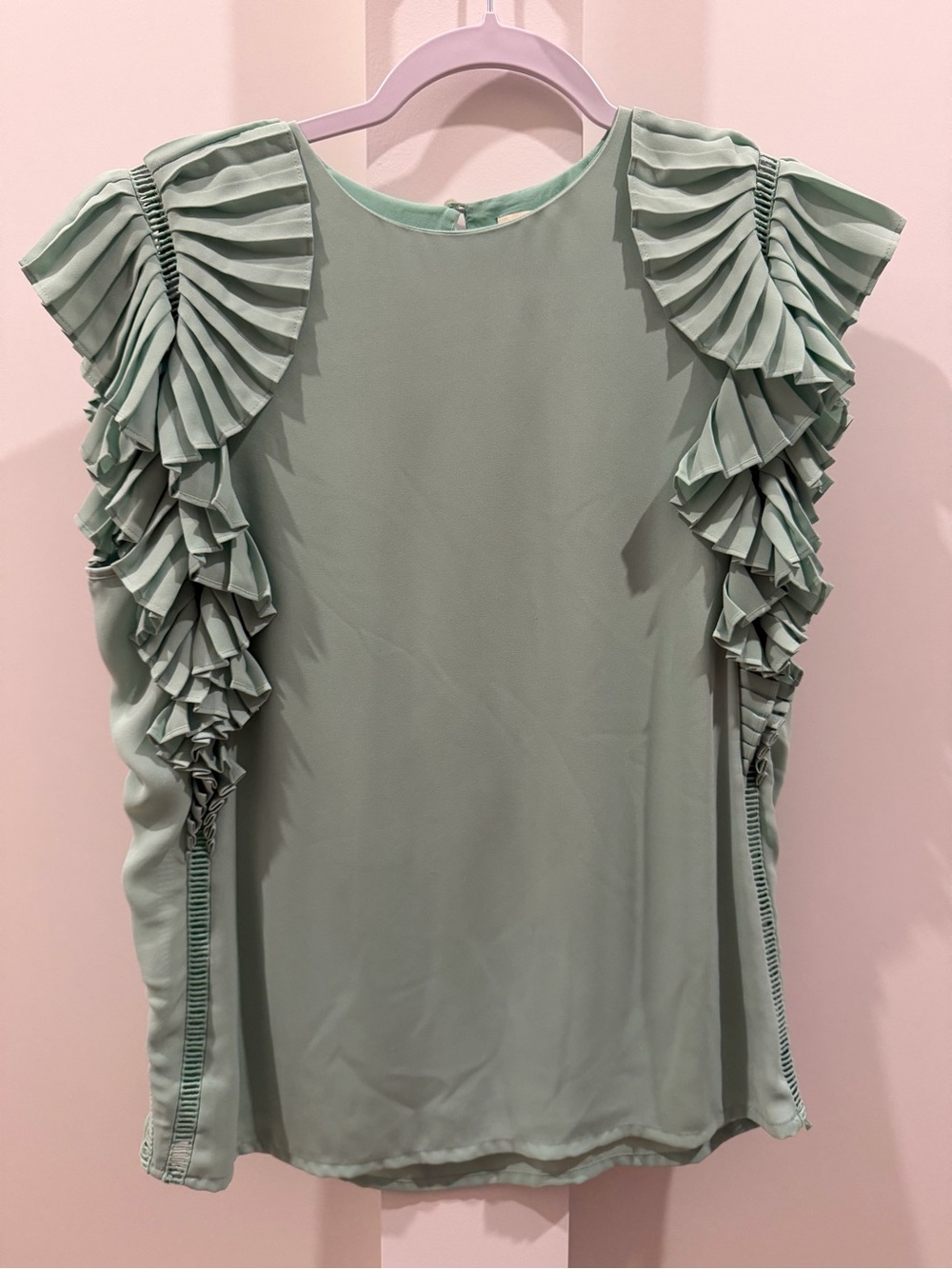 Maje Ruffled Sleeve Top in Sage Green